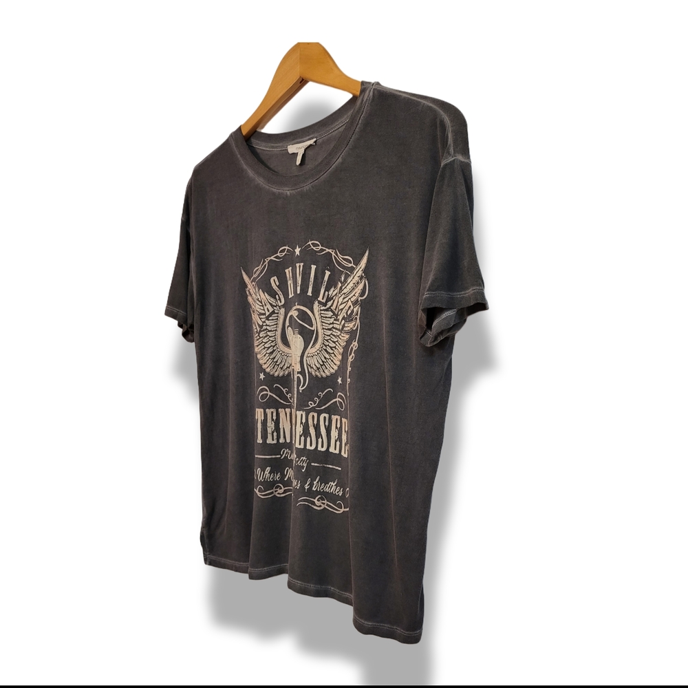 🌿Women's Small Gray Distressed Nashville Graphic Tee Vintage Style Music City - Picture 4 of 12